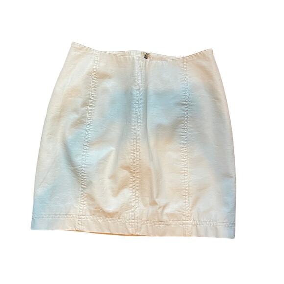 Free People Faux Leather Mini Skirt – Ivory, Size 2 - Picture 1 of 5